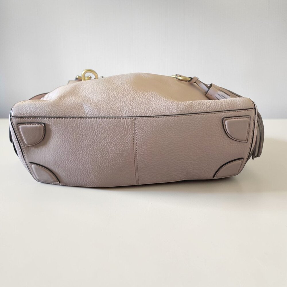 Cole Haan Blush Pink Pebbled Leather Tassel Satchel Crossbody Bag Gold Hardware - Picture 12 of 16